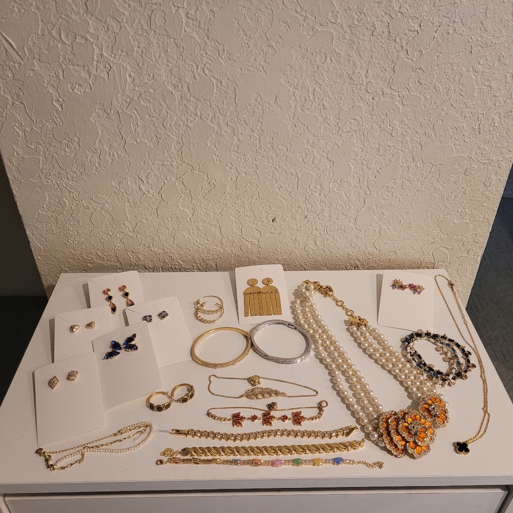 Bundle of Kendra Scott Soko Kate Spade Bracelet Earrings Gold Plated Jewelry